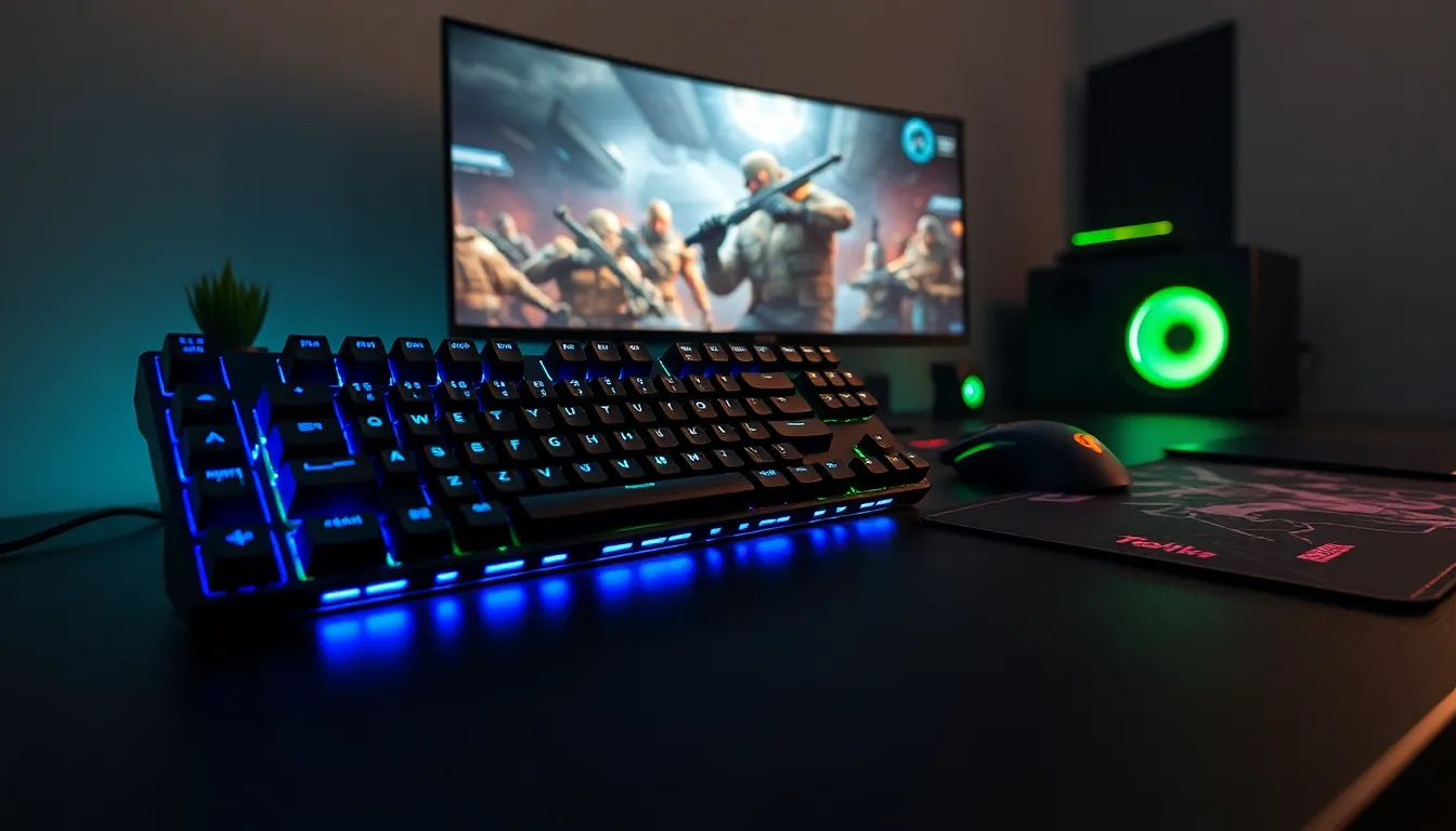 a modern gaming keyboard setup with a backlit trailer keyboard.