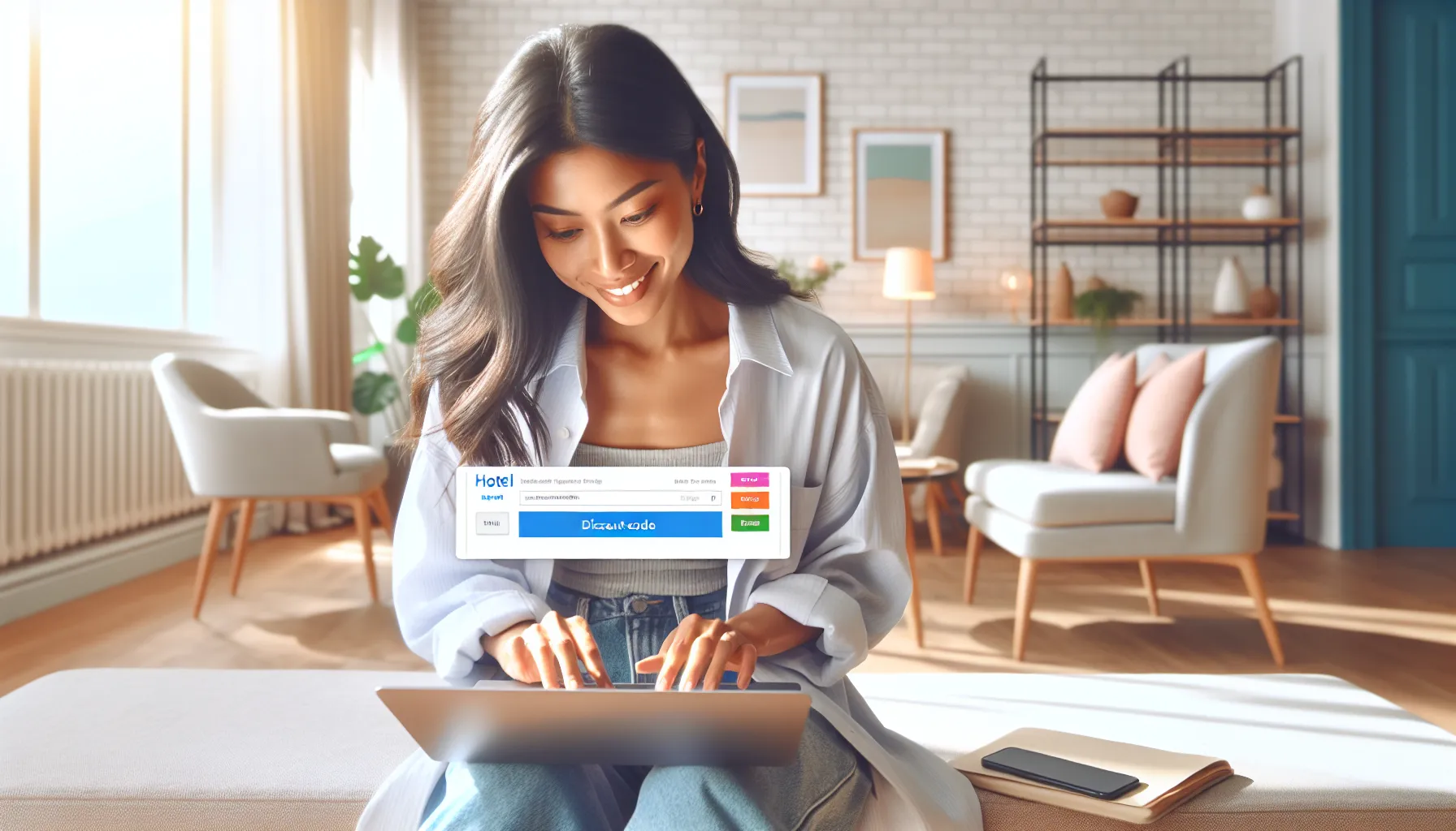 person applying a discount code on a hotel booking website.