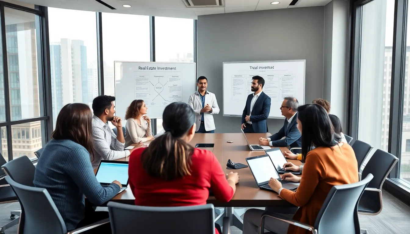 diverse adults learning in a real estate investing class.
