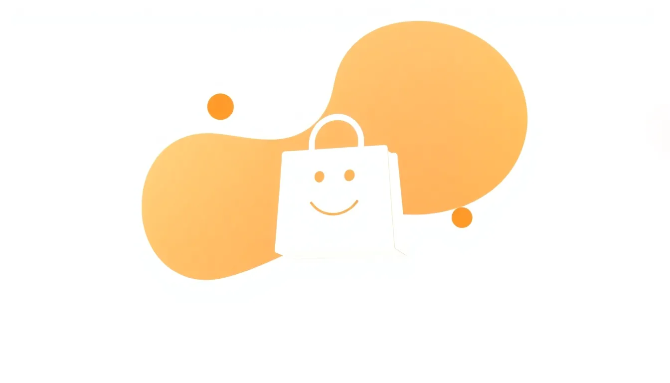 Shopee white logo with abstract shapes in a vibrant background.