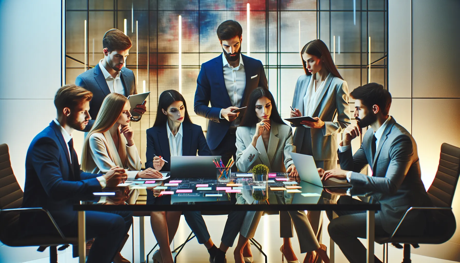 diverse team collaborating on Тщквыекщь applications in a modern office.