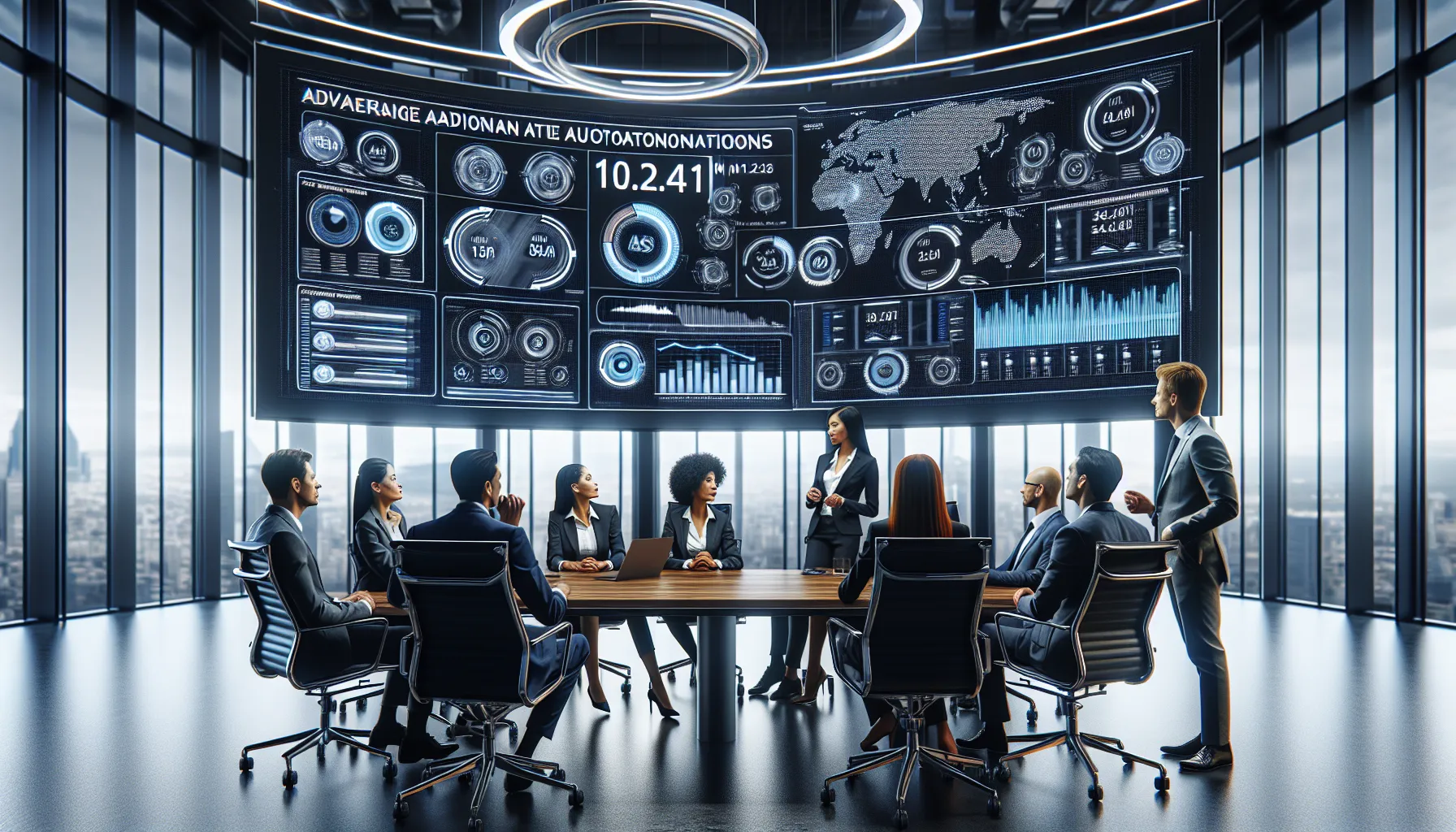 professionals discussing automation technologies in a modern office