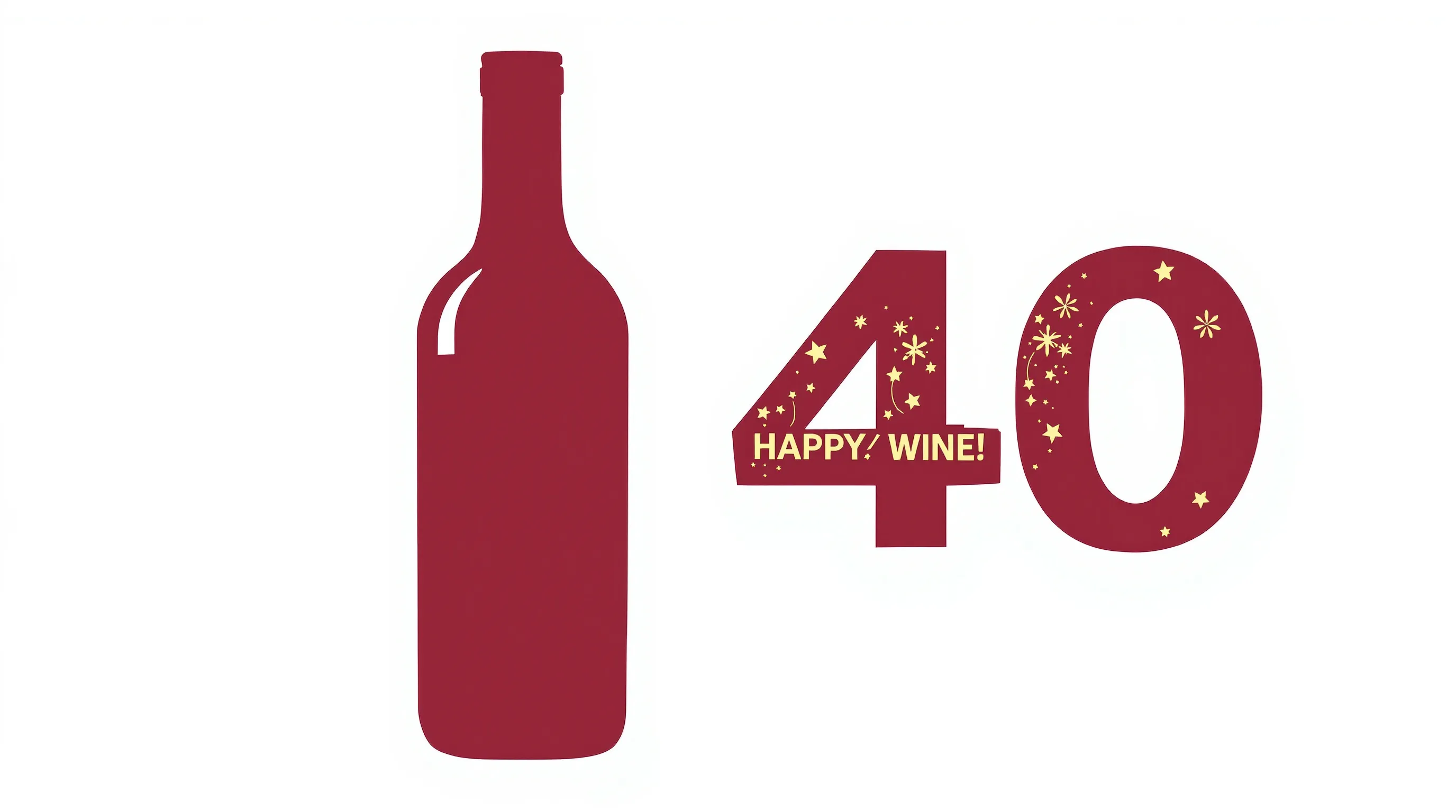 Minimalist wine bottle silhouette with number 40, symbolizing value with age.