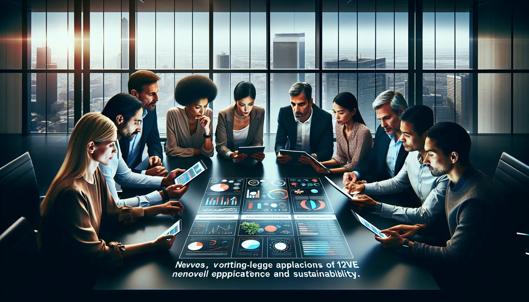 diverse team discussing innovative 12Pvoes in a modern office.