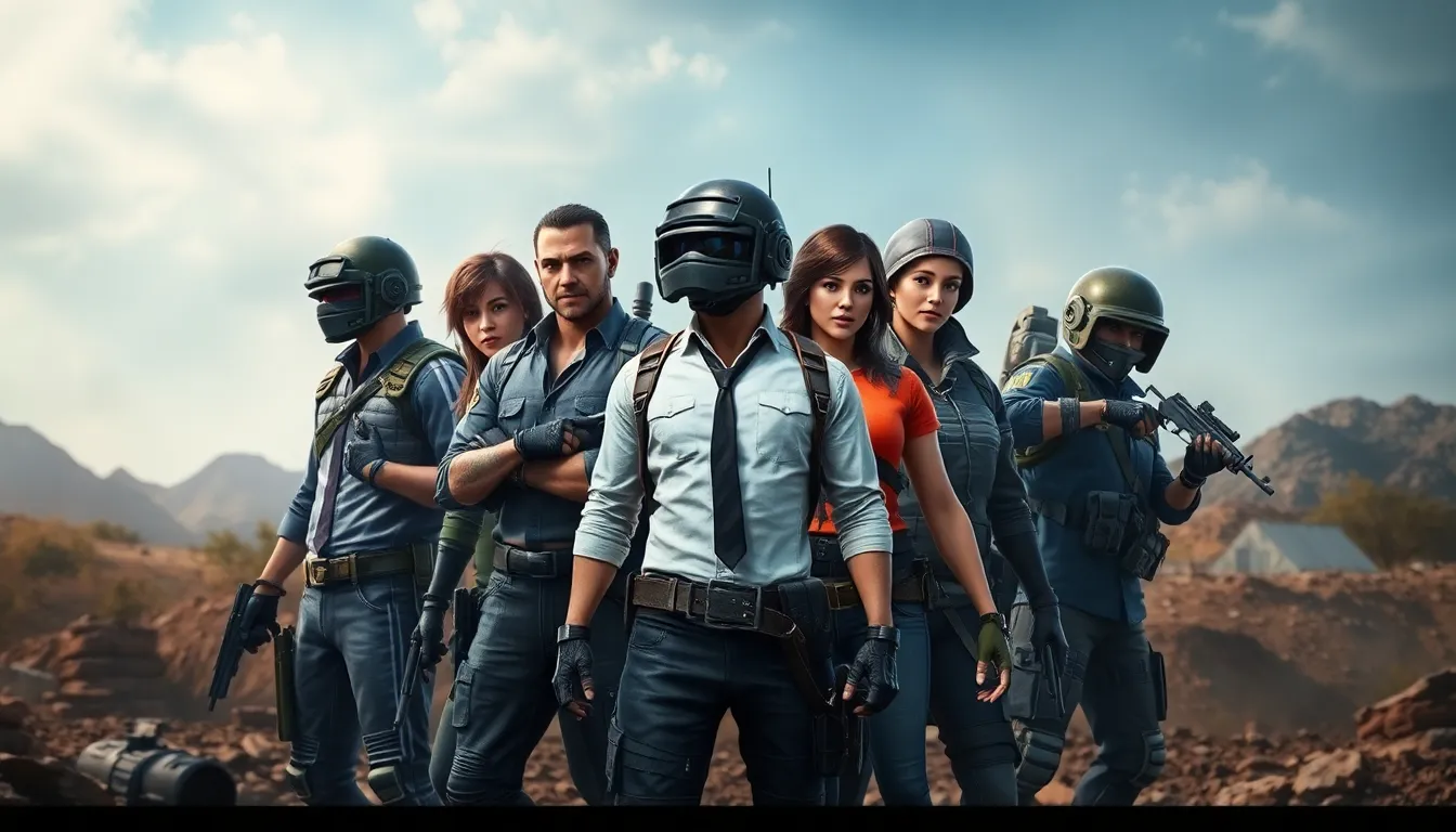 diverse PUBG characters showcasing unique styles and traits.