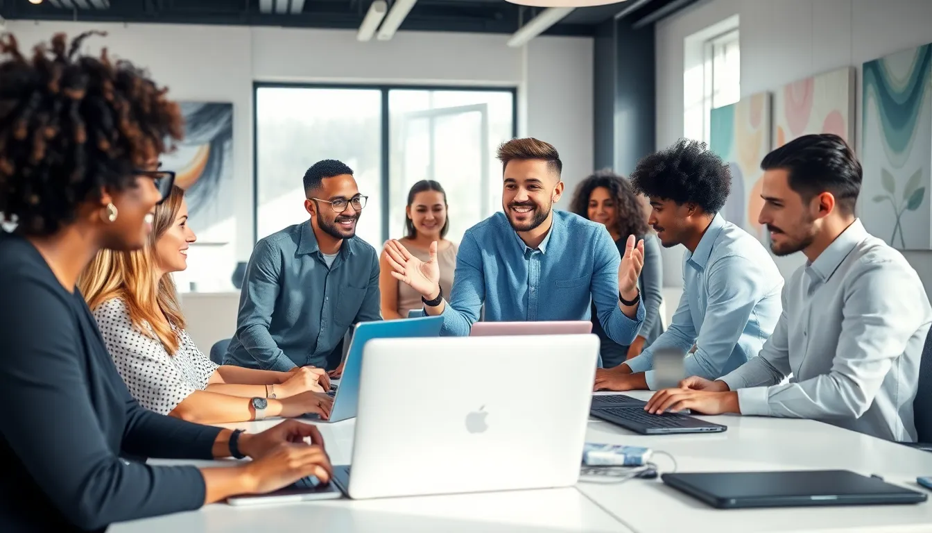 team collaborating in a modern digital workspace.