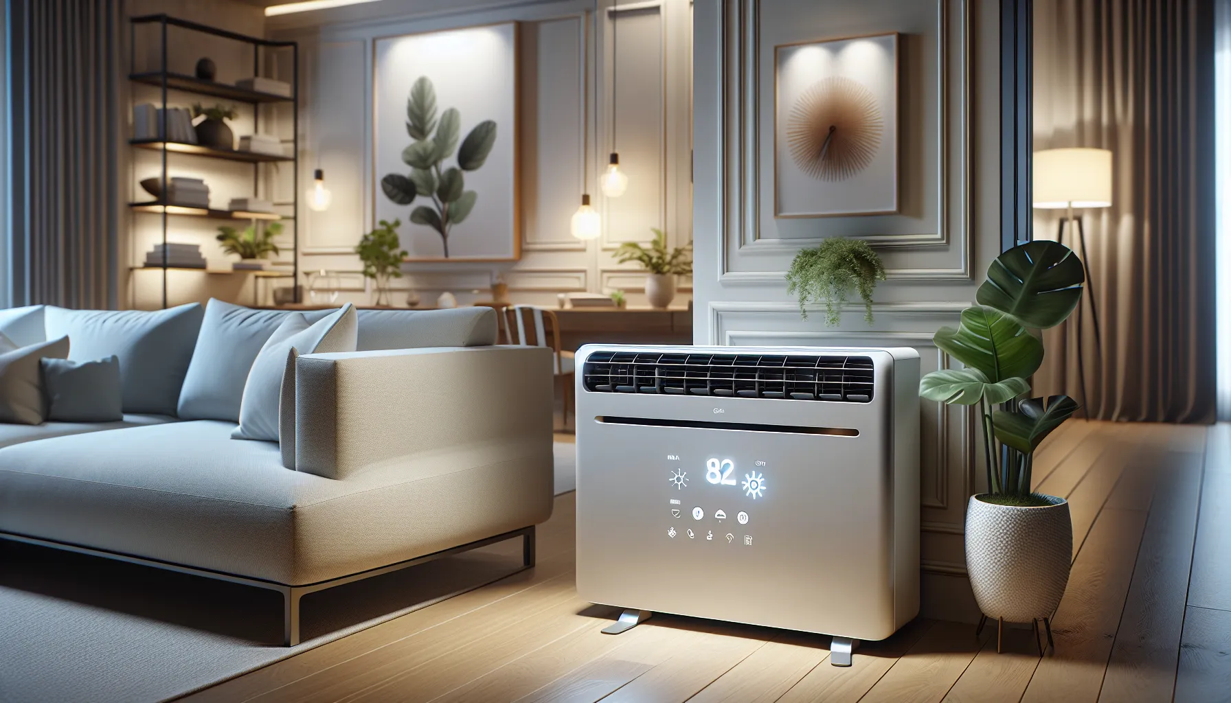 Modern Uy48Lo air conditioner in a stylish living room.