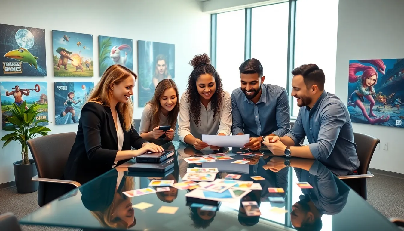 diverse team brainstorming in a modern office at Imagineer Games.