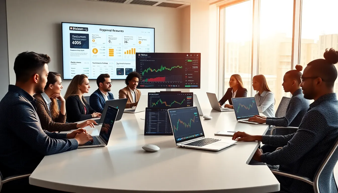 diverse professionals engaging with cryptocurrency in a modern office setting.