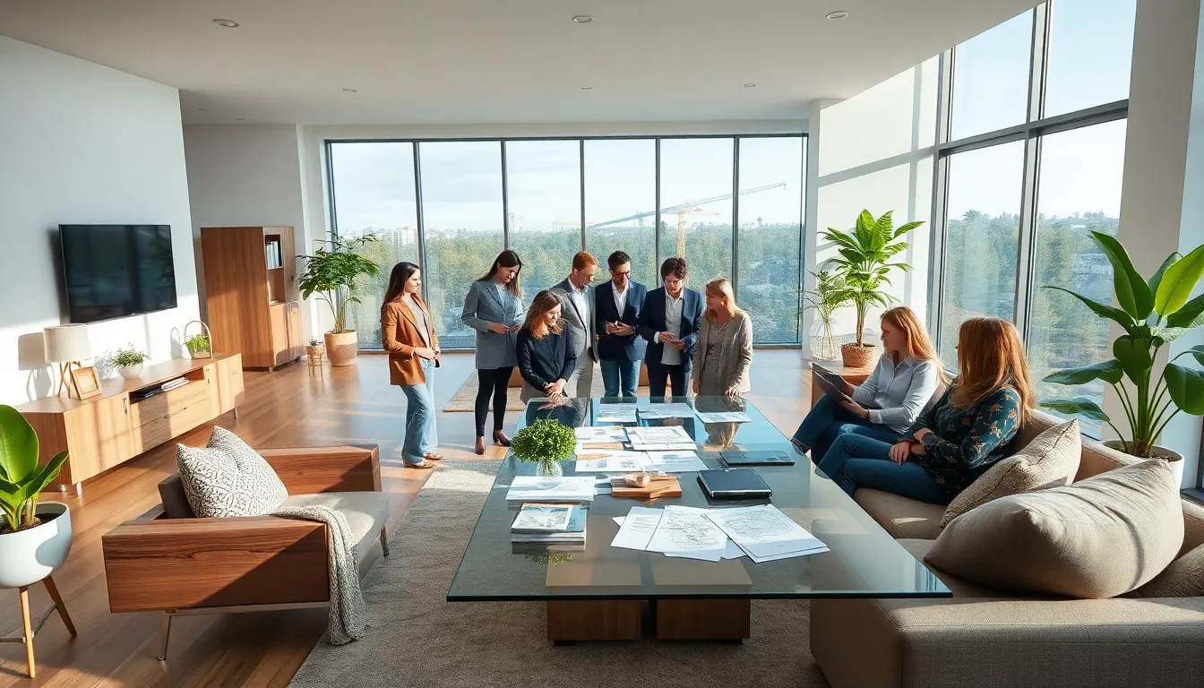 modern living room emphasizing sustainable interior design trends.