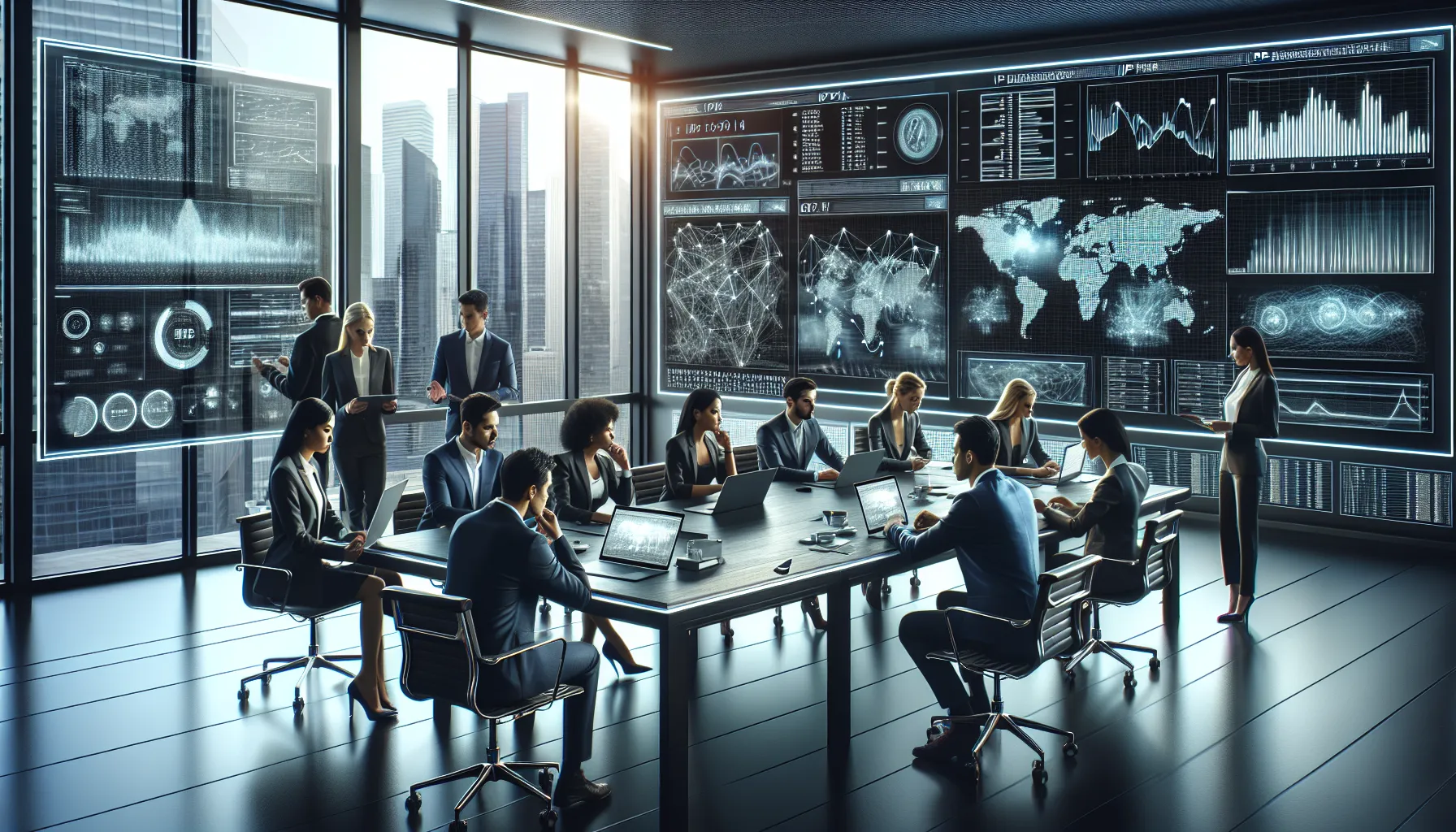 diverse team discussing IP address management in a modern office.