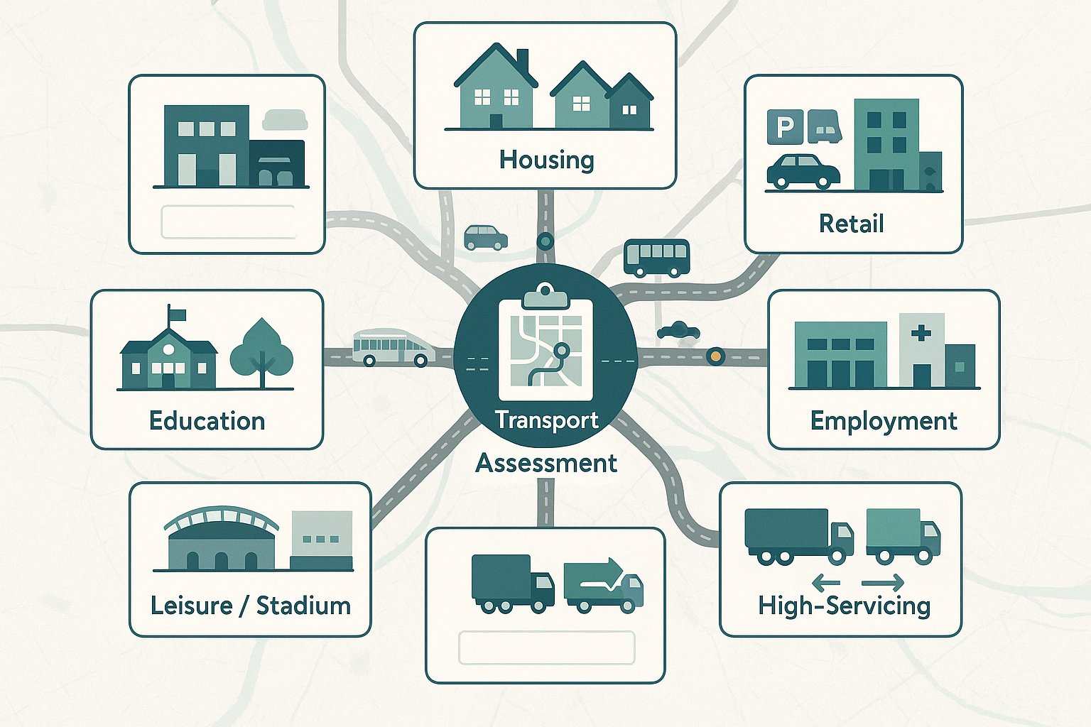 Infographic of development types in Preston that commonly require transport evidence.