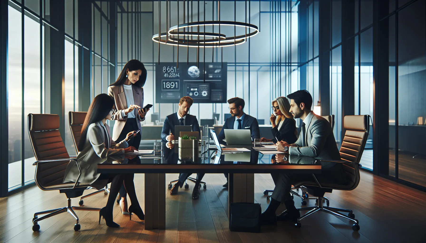 professionals discussing communication strategies in a modern office.