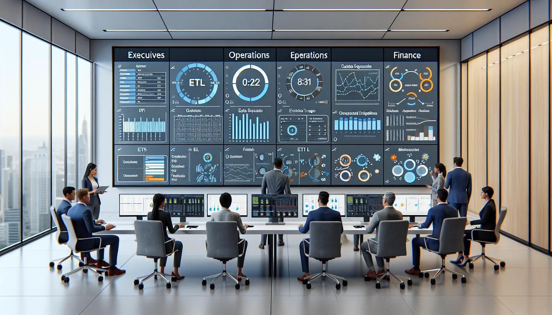 Data team managing enterprise Tableau refresh schedules and SLAs in a modern office.