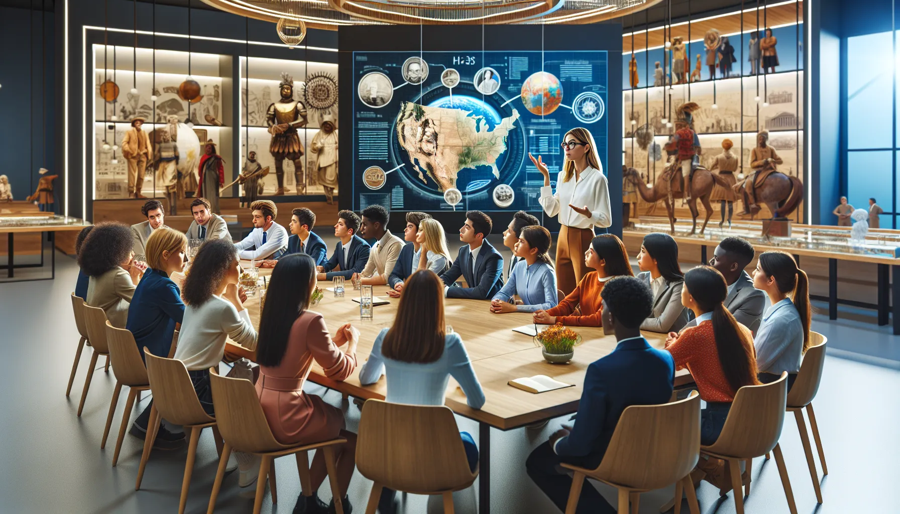 diverse group engaging in learning about American history.