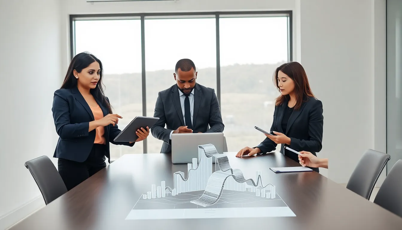 professionals discussing Bitclassic in a modern office setting.