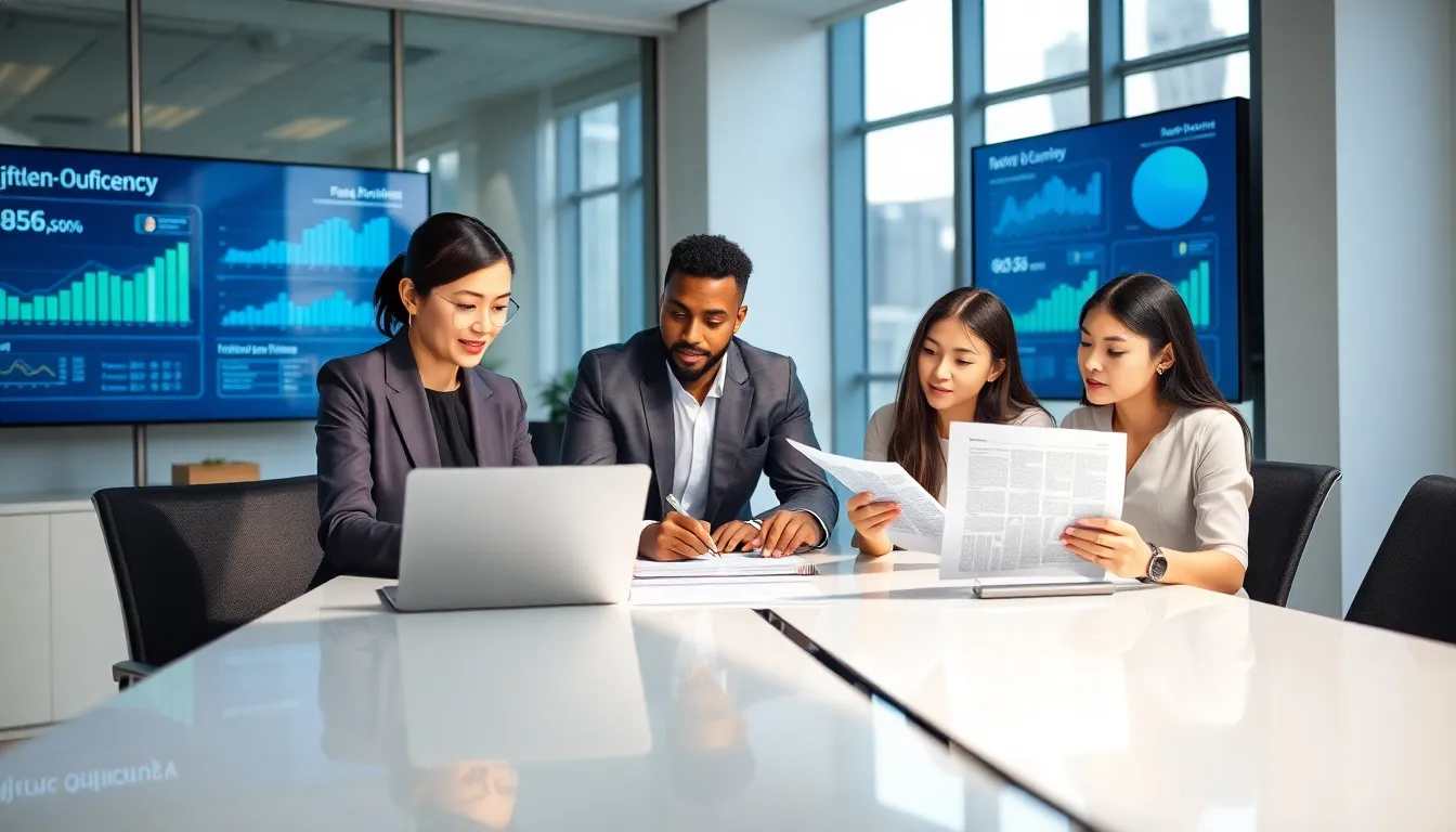 diverse team collaborating in a modern office setting.