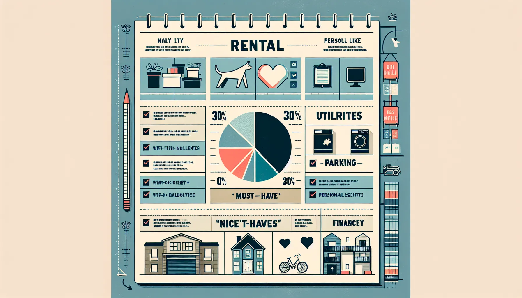 infographic of a rental needs and budget checklist for Lafayette renters