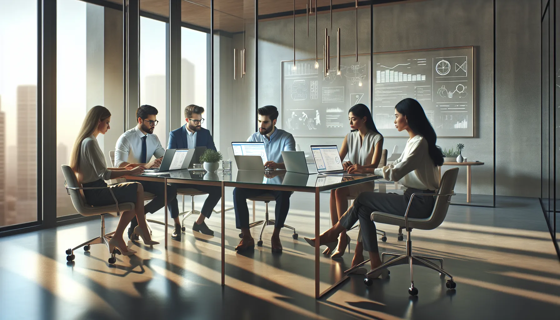 diverse team collaborating in a modern tech workspace.