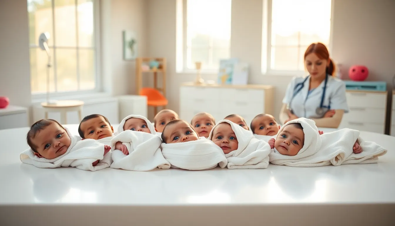 newborns with blue eyes in a serene modern nursery.