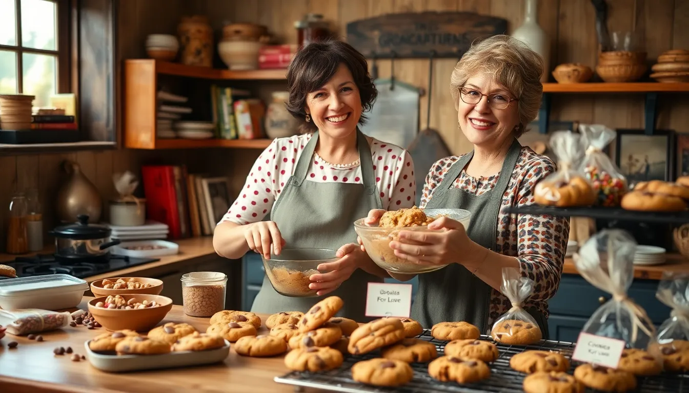 Mary baking cookies in a cozy kitchen, embodying love and creativity.