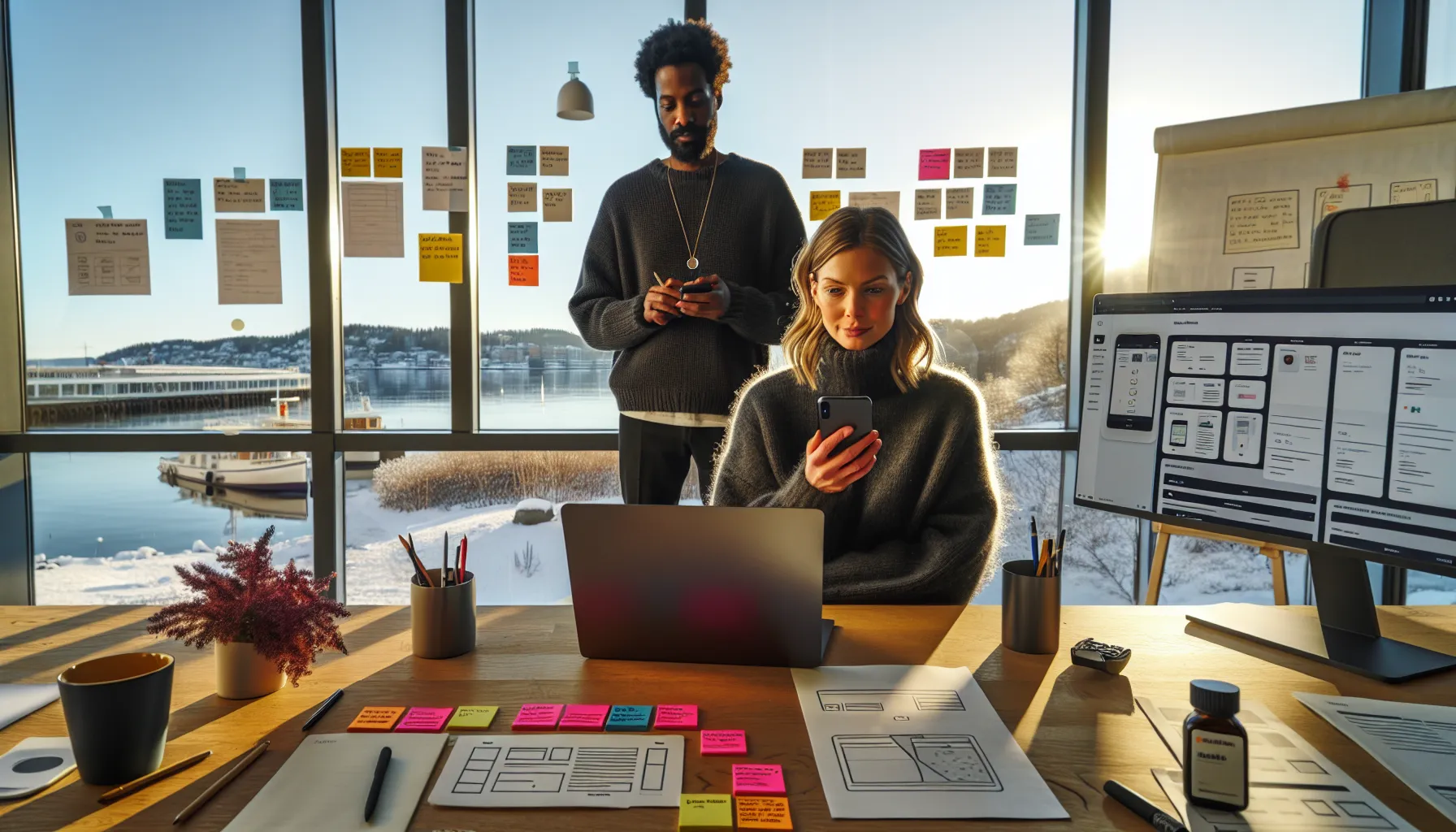 Ux designer in oslo testing a norwegian app with a user.