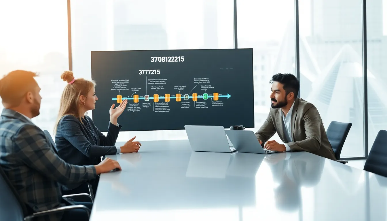 diverse team discussing timeline significance in a modern office.