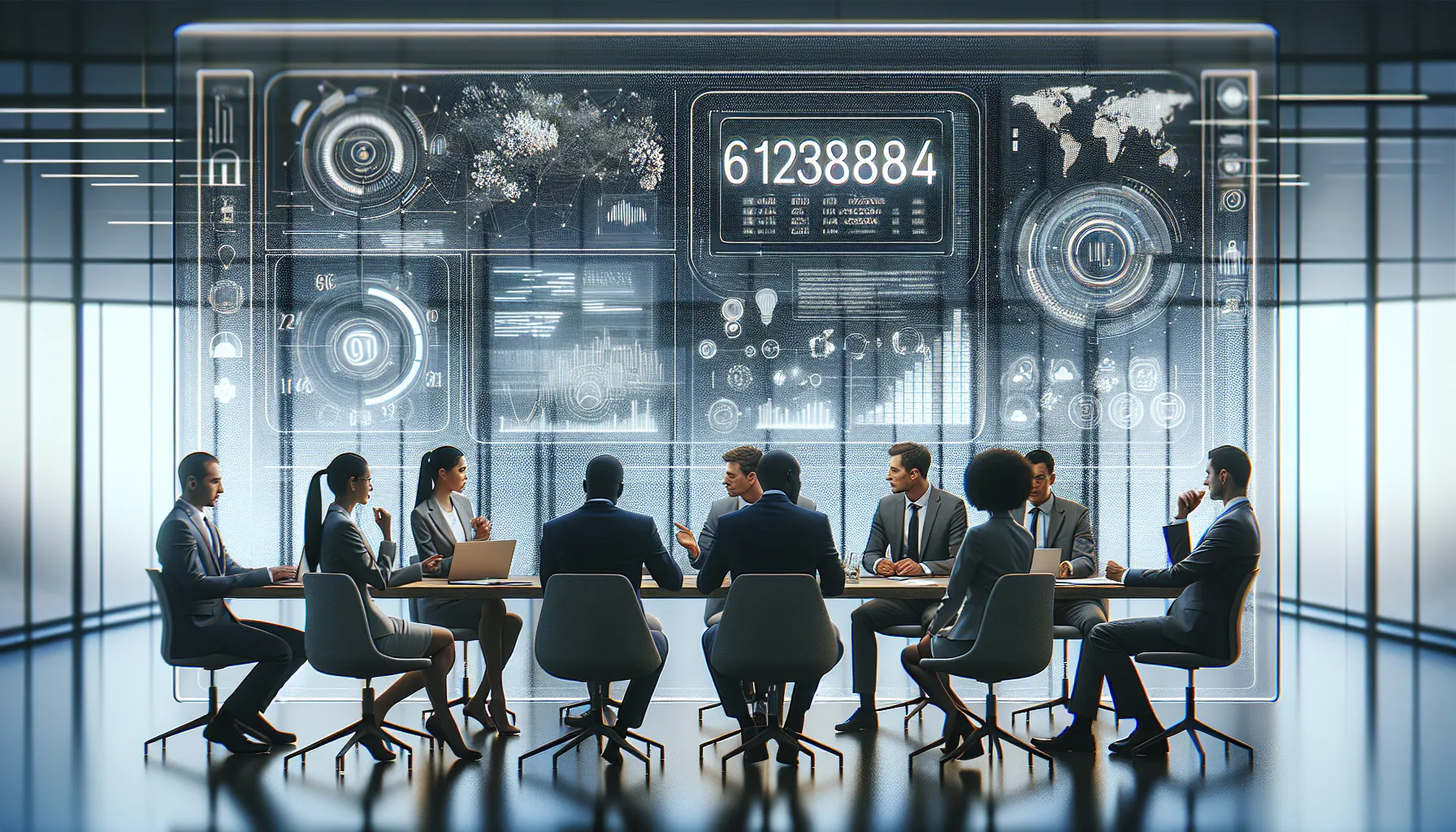 diverse team discussing the significance of a unique number in a modern office.