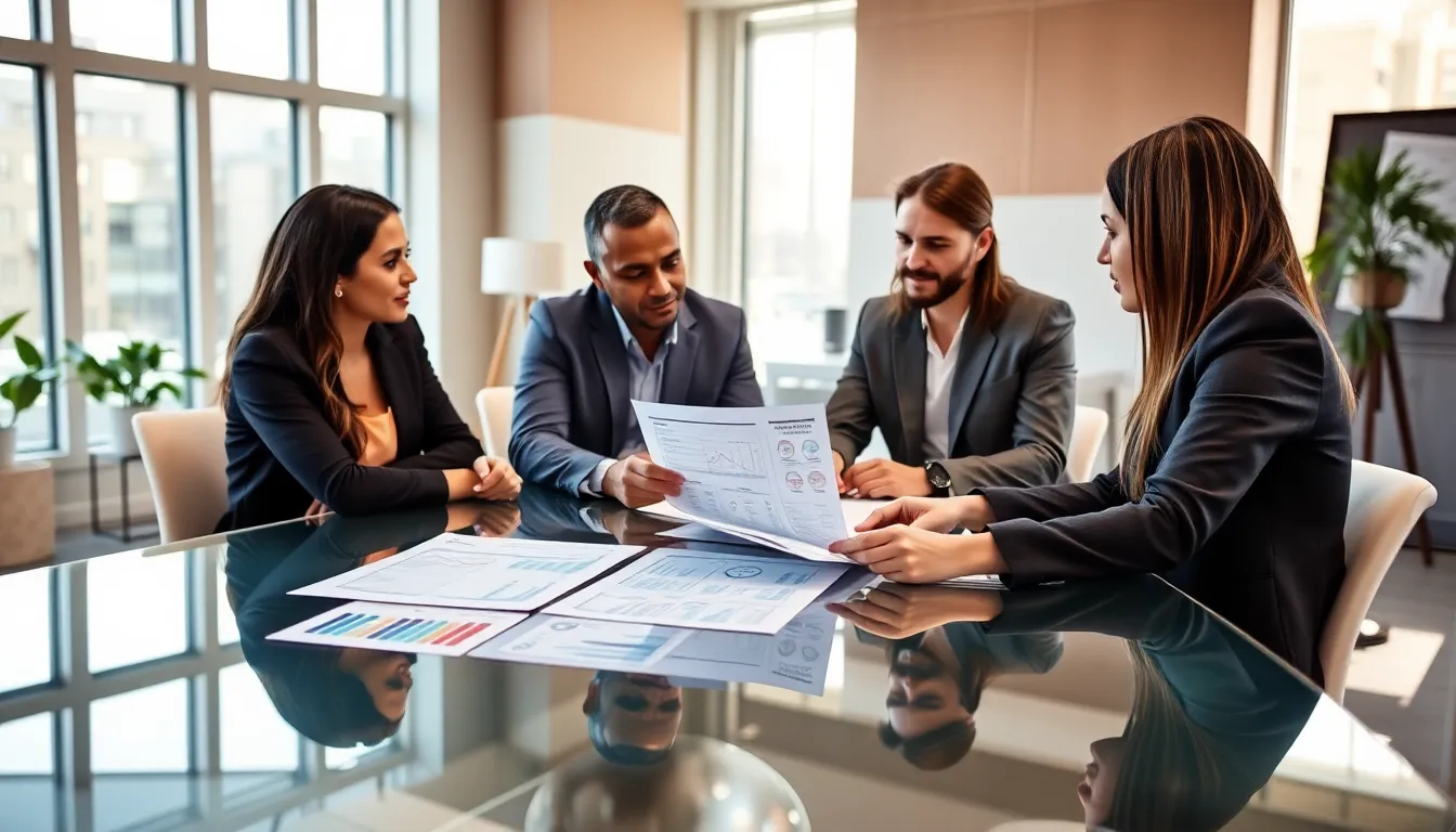 diverse team discussing strategic debt solutions in a modern office.