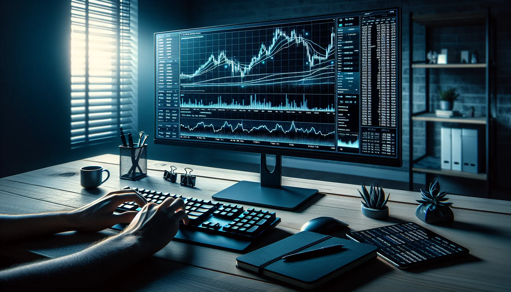 Bitcoin Price Analysis: Market Trends & Outlook 1 Trading desk monitor showing Bitcoin price chart in consolidation range with technical indicators.
