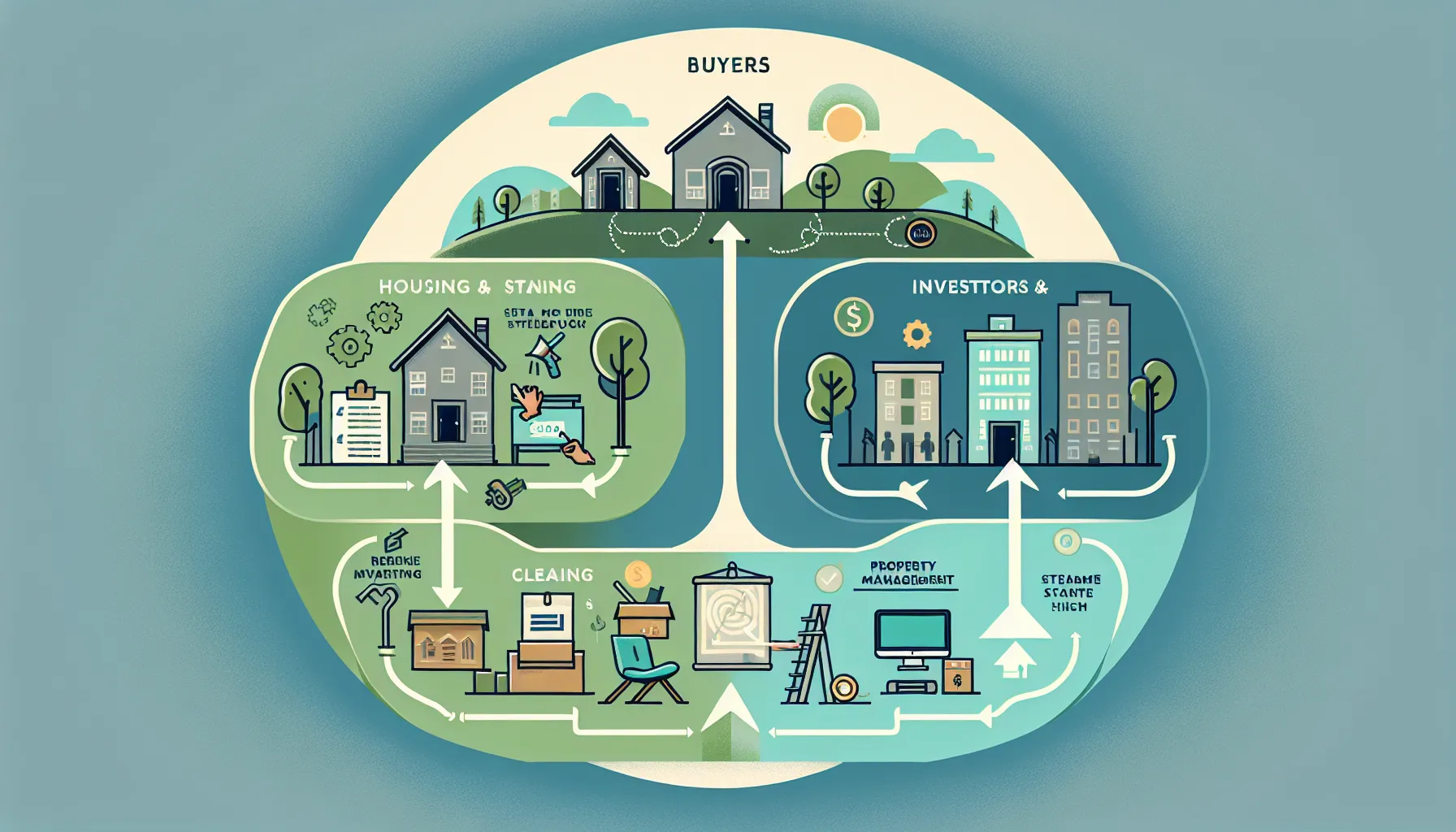 process diagram showing buying, selling, and investment paths in Pleasant Hill.