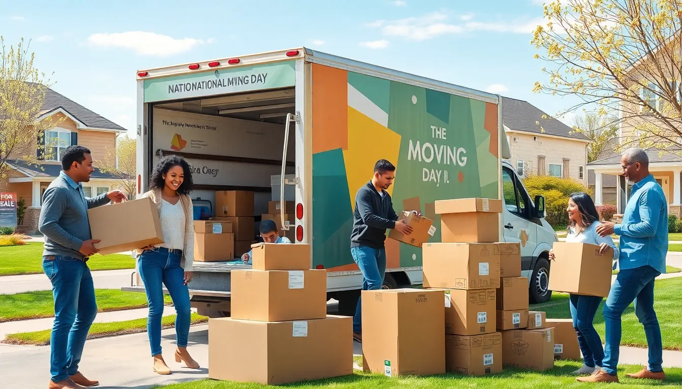 families and neighbors moving into new homes on National Moving Day.