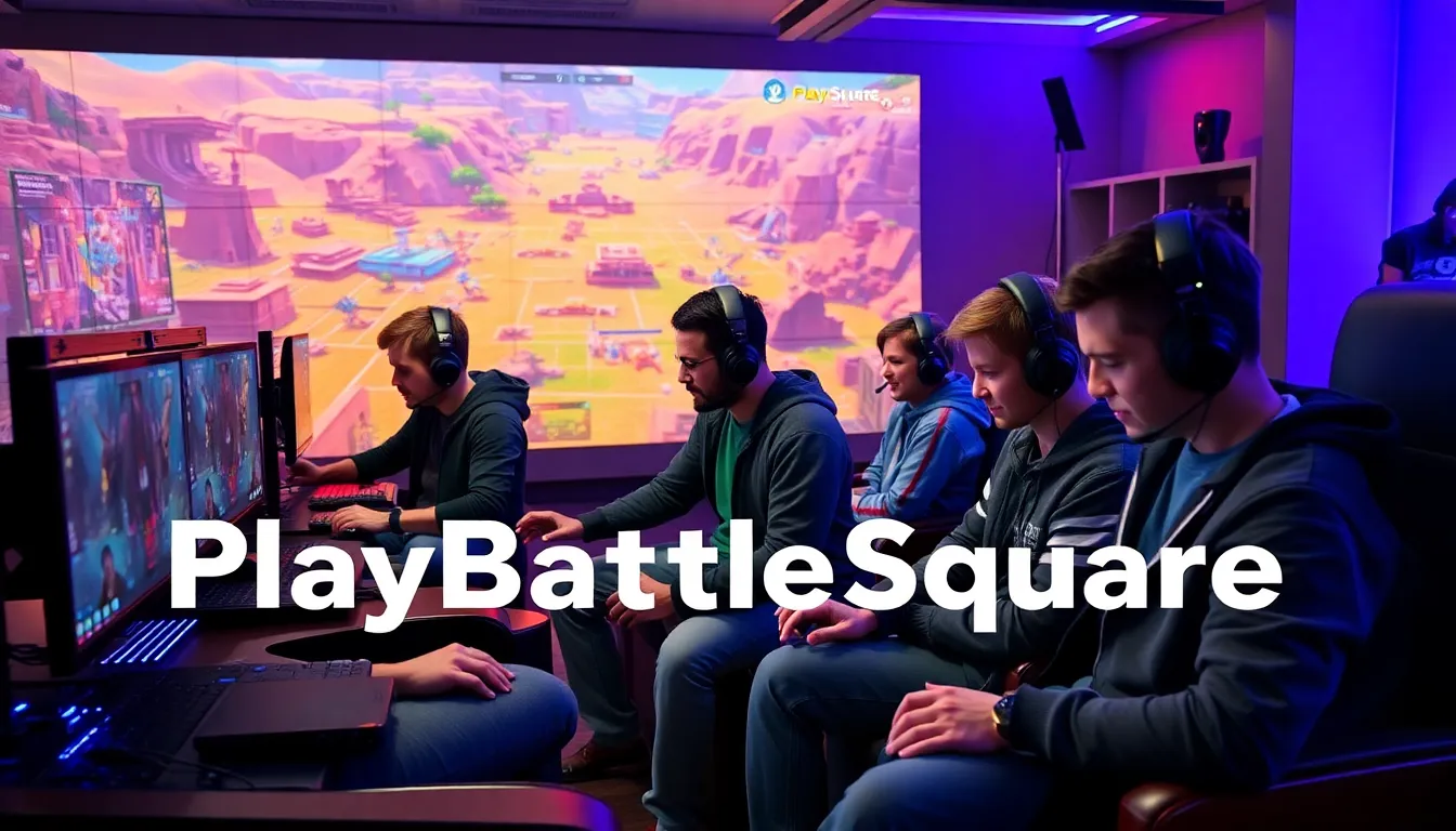 diverse group of players engaged in the PlayBattleSquare game.