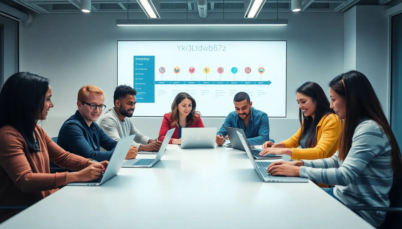 diverse team collaborating on innovative project in a modern office.
