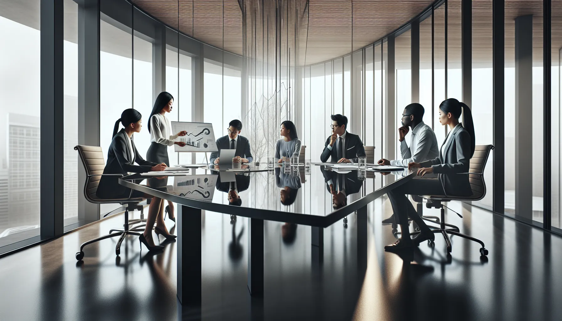 diverse team discussing tax regulations in a modern office.