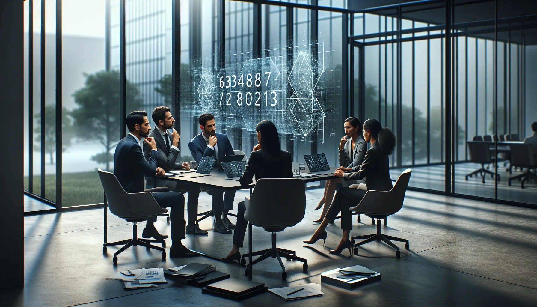 diverse team discussing business applications of a numeric identifier.