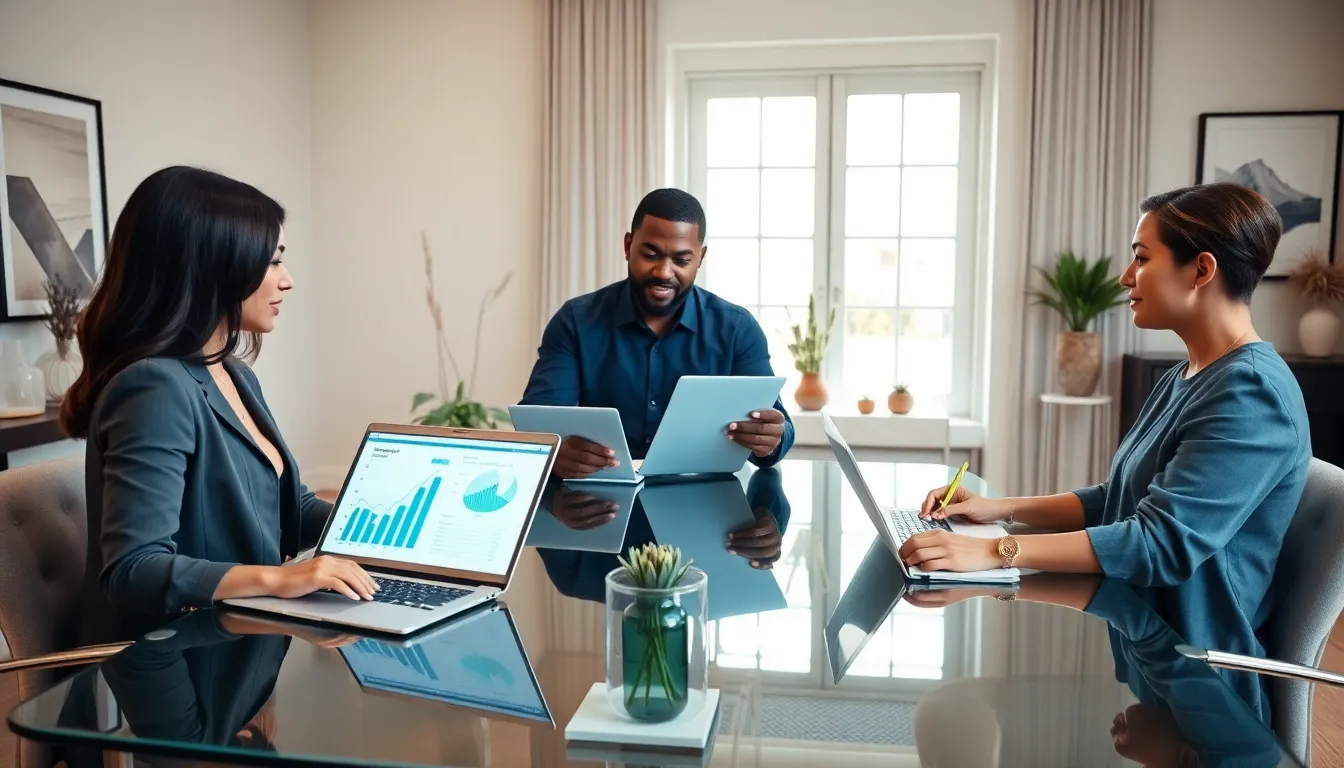 professionals discussing home equity loans in a modern office.
