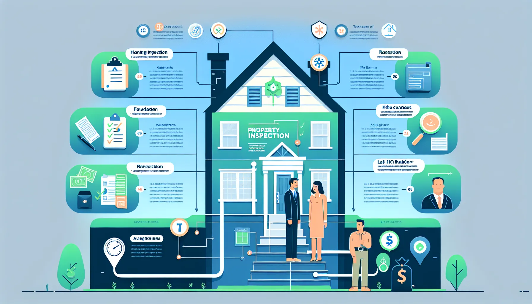 illustration showing the key steps and costs of a Lafayette property inspection