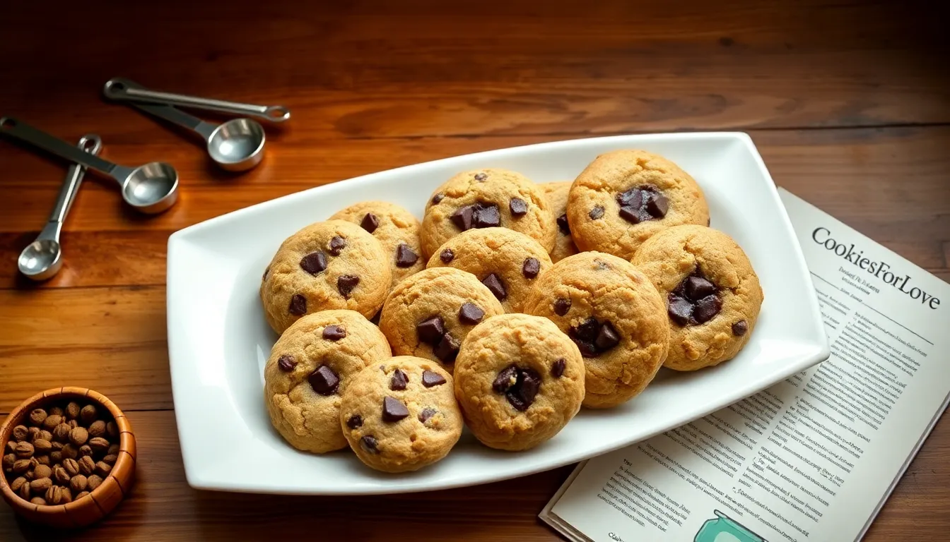 assorted cookies from CookiesForLove on a wooden table.
