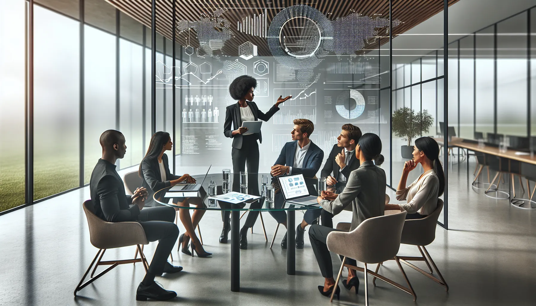 professionals discussing technology challenges in a modern office.