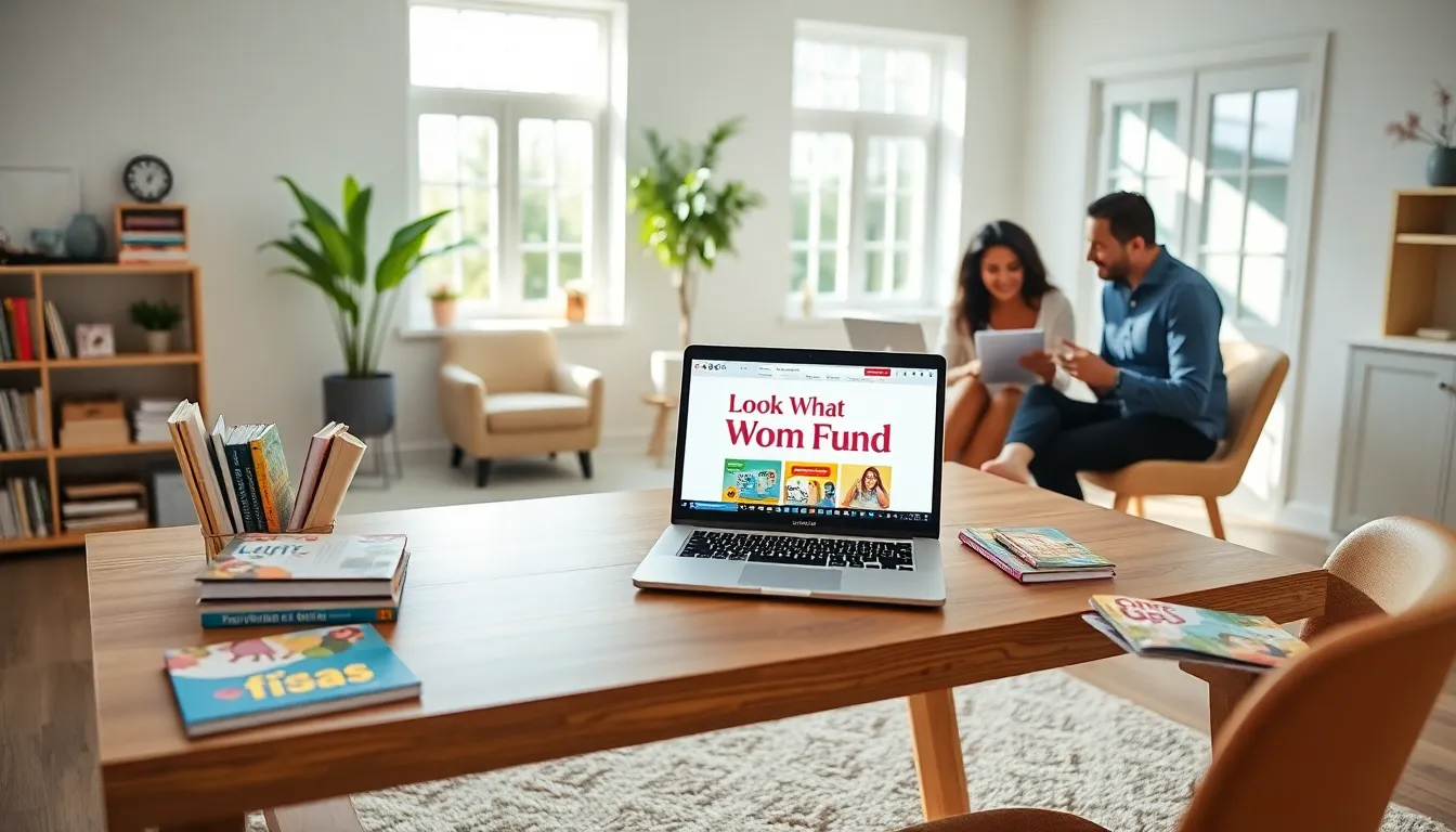 Diverse parents discussing parenting resources in a cozy workspace.