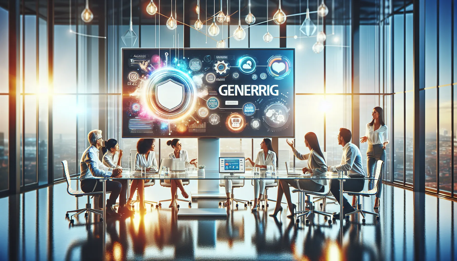 diverse professionals collaborating in a modern digital workspace.