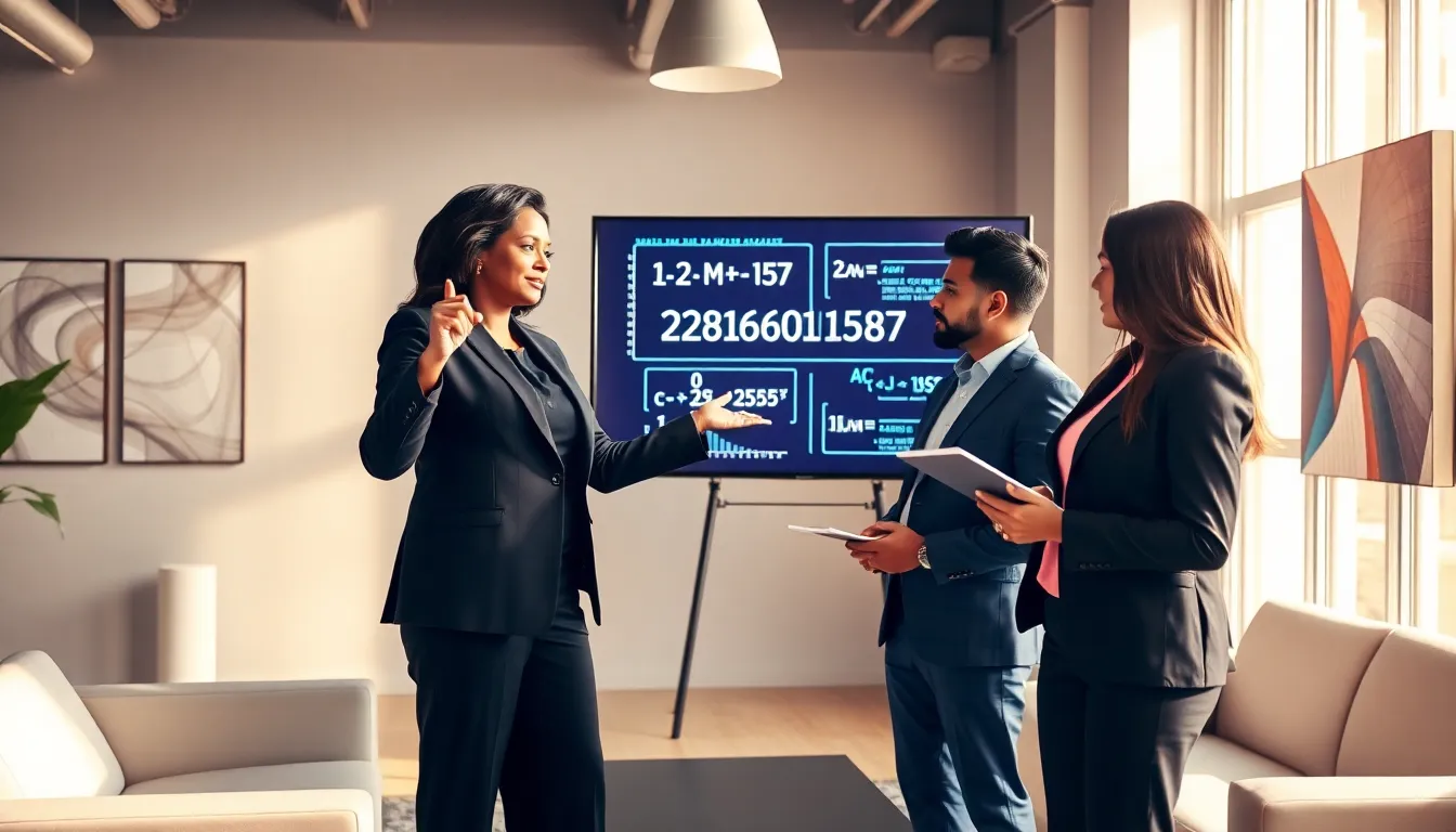 diverse team analyzing data in a modern office.