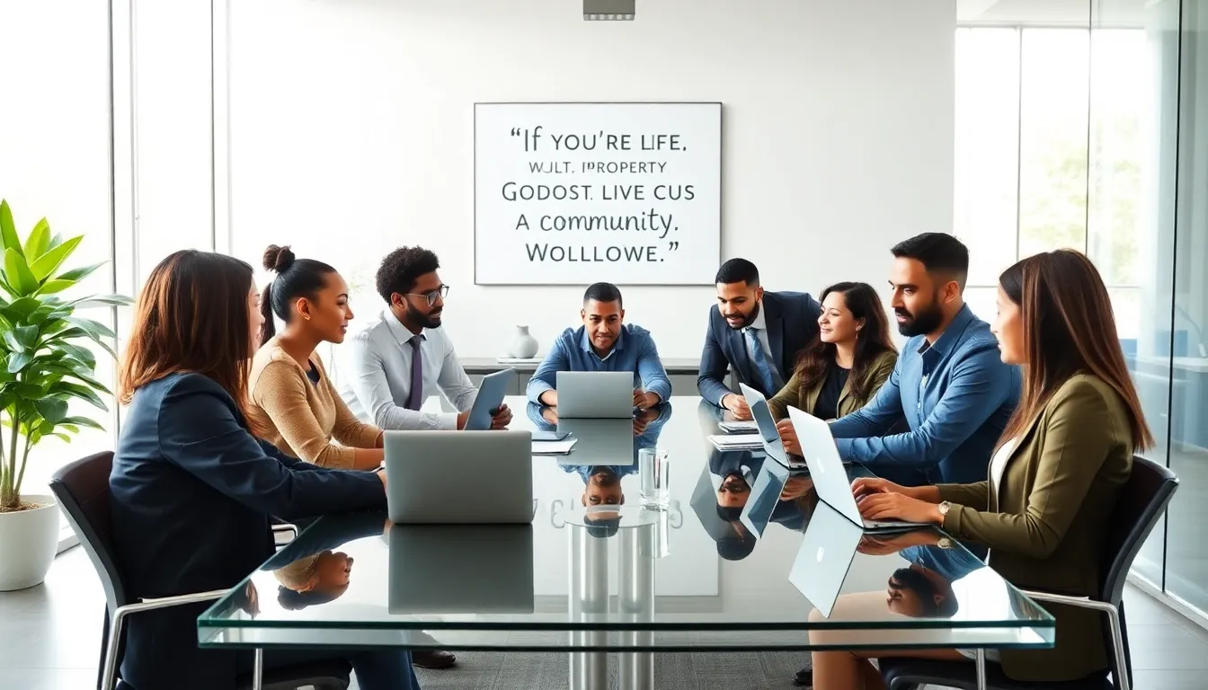 diverse team collaborating in a modern office space.