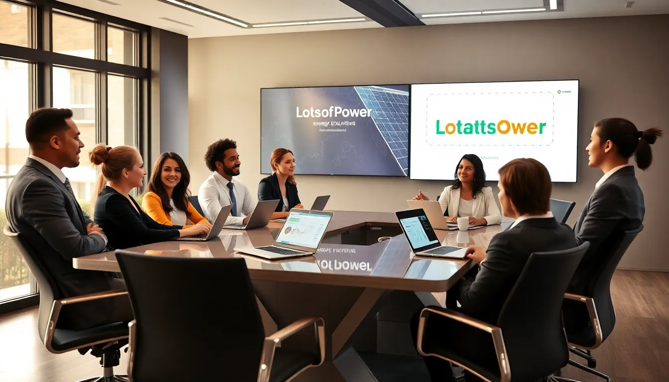 diverse team discussing energy solutions in a modern office.