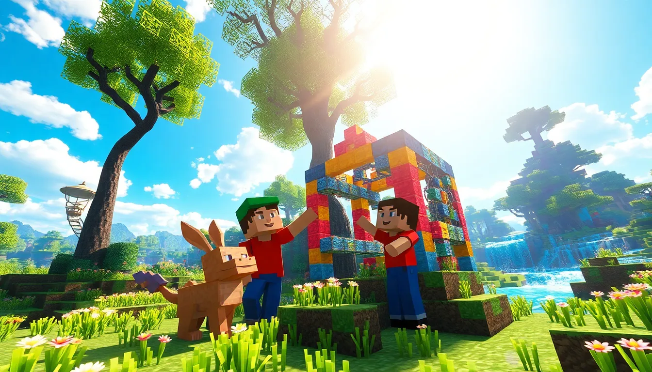 Minecraft characters exploring new biomes and features from the 1.20 update.