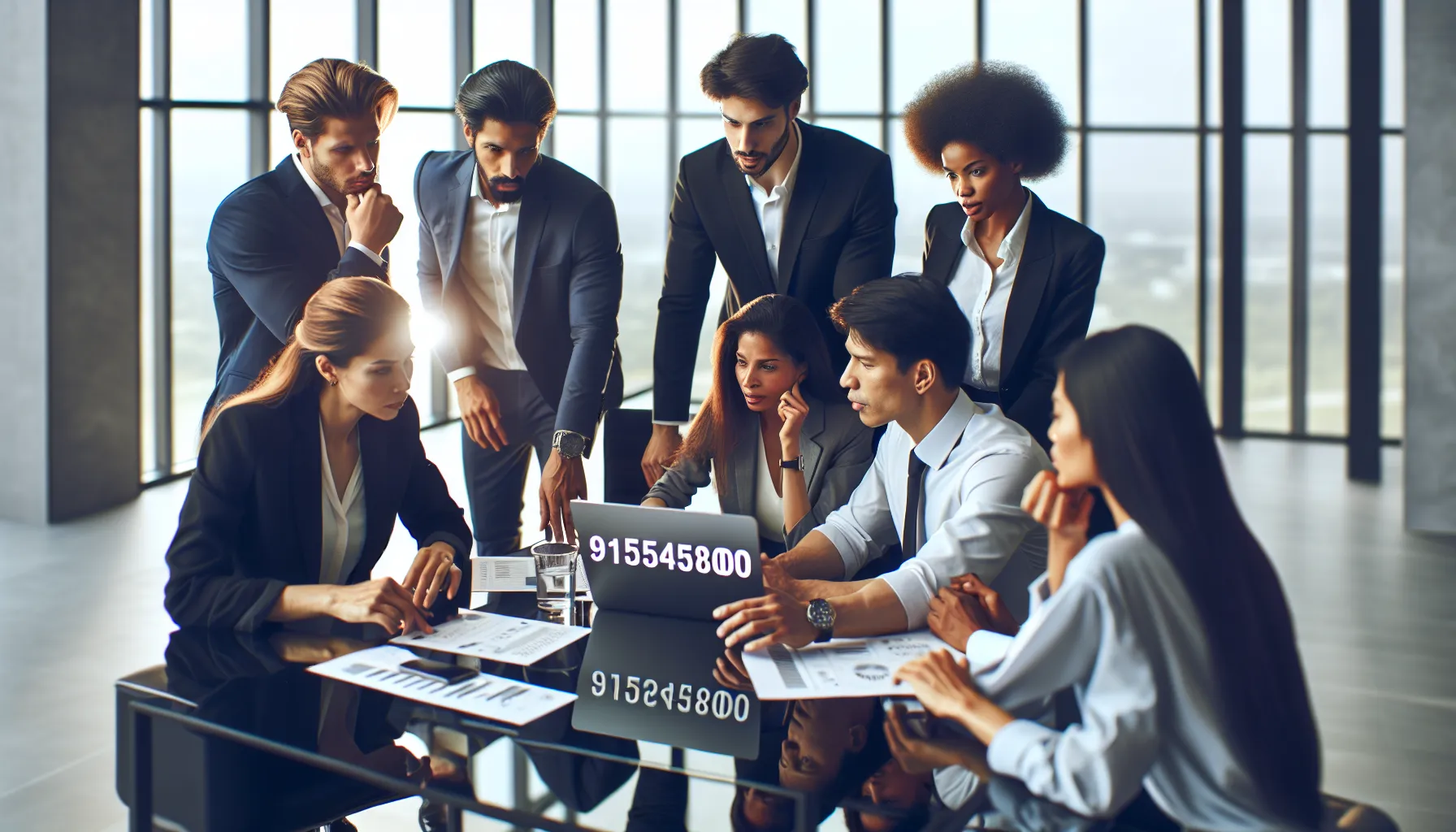 diverse team discussing business strategies in a modern office.