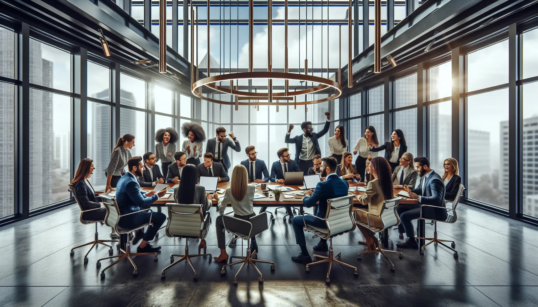 diverse professionals brainstorming in a modern office.