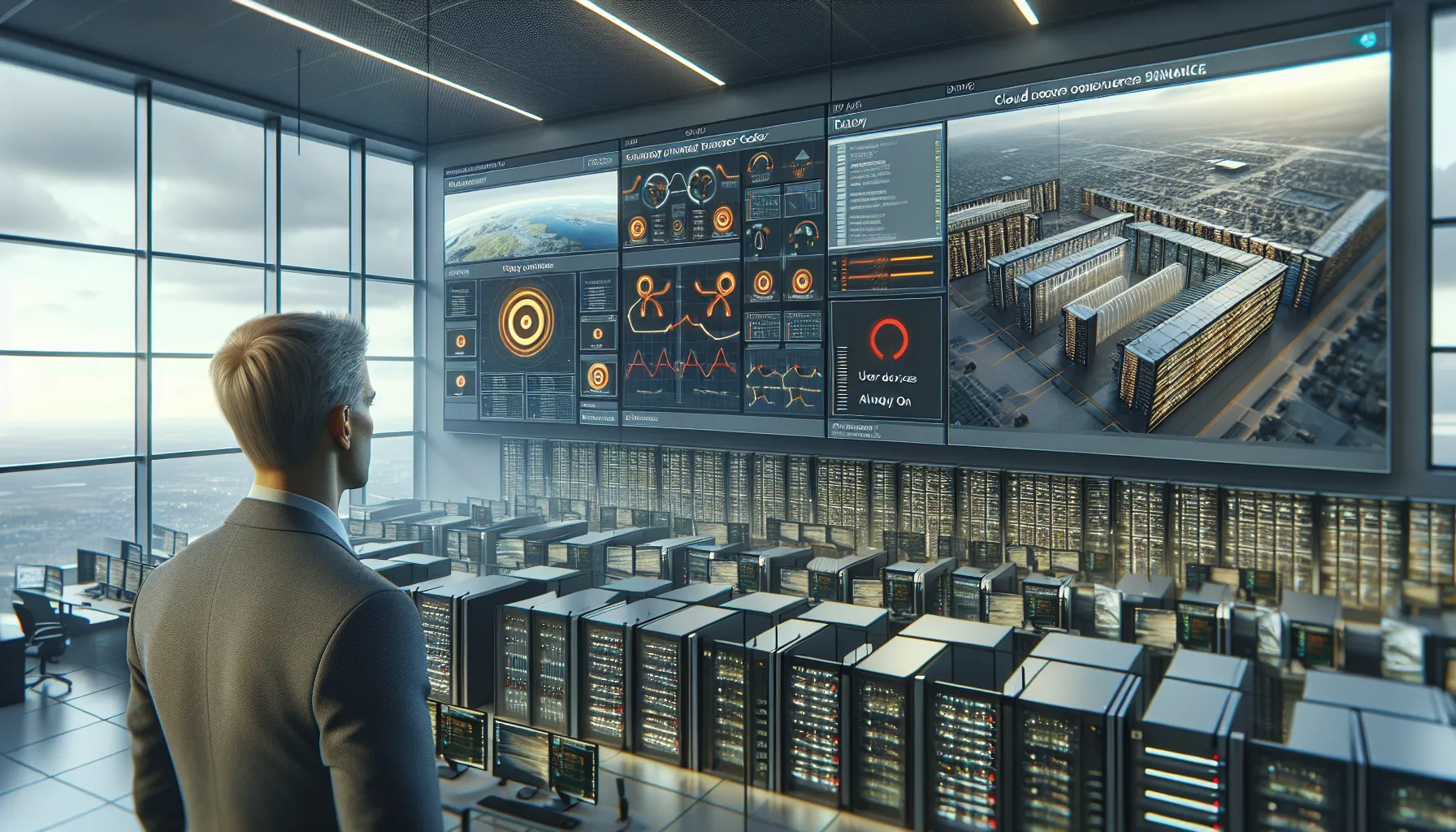 Norwegian it manager reviews ai energy dashboard showing data center, cloud and office usage.