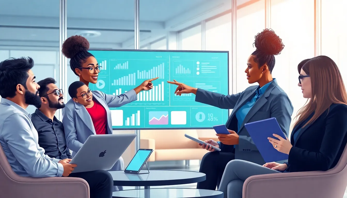 diverse team brainstorming strategies for viral content in a modern office.